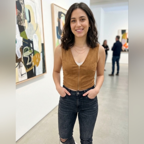 Brown Faux Suede Crop Top from Dynamite - Picture 2 of 7